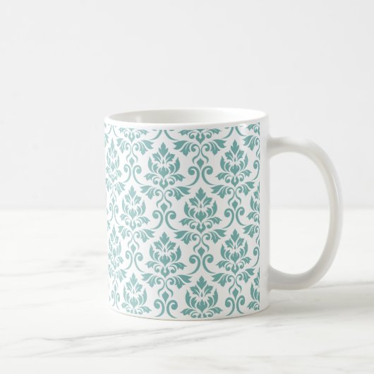 Feuille Damask Aquamarines Muster Kaffeetasse (Rechts)