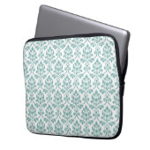Feuille Damask Aquamarines Muster Laptopschutzhülle (Vorderseite Links)