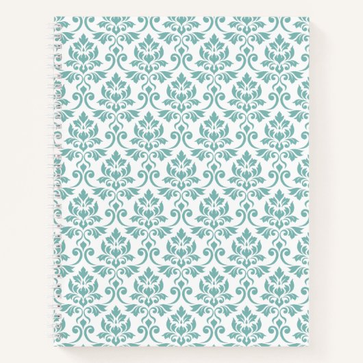 Feuille Damask Aquamarines Muster Notizblock (Vorderseite)
