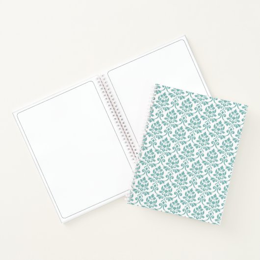 Feuille Damask Aquamarines Muster Notizblock (Innenseite)