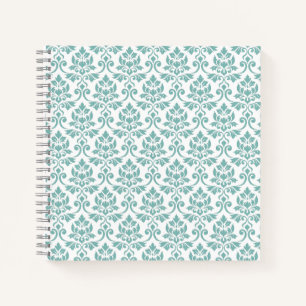 Feuille Damask Aquamarines Muster Notizblock
