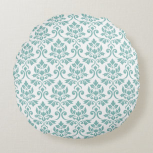 Feuille Damask Aquamarines Muster Rundes Kissen