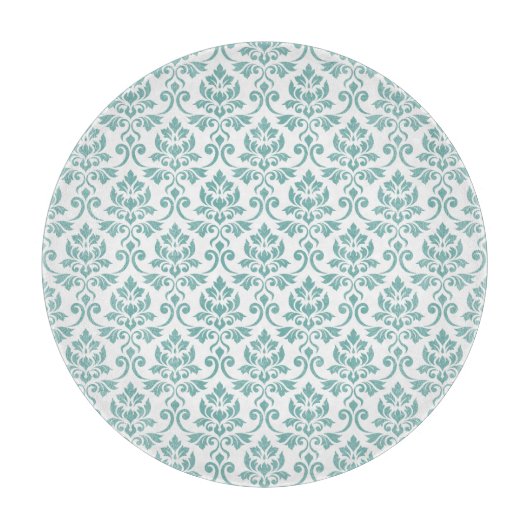 Feuille Damask Aquamarines Muster Schneidebrett (Vorderseite)