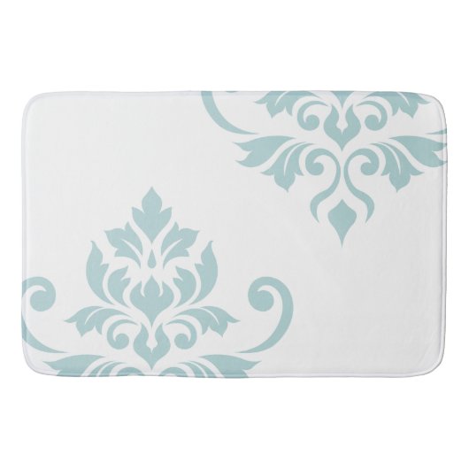Feuille Damask Art I Duck Egg Blue on White Badematte (Vorderseite)