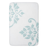 Feuille Damask Art I Duck Egg Blue on White Badematte (Vorderseite Vertikal)