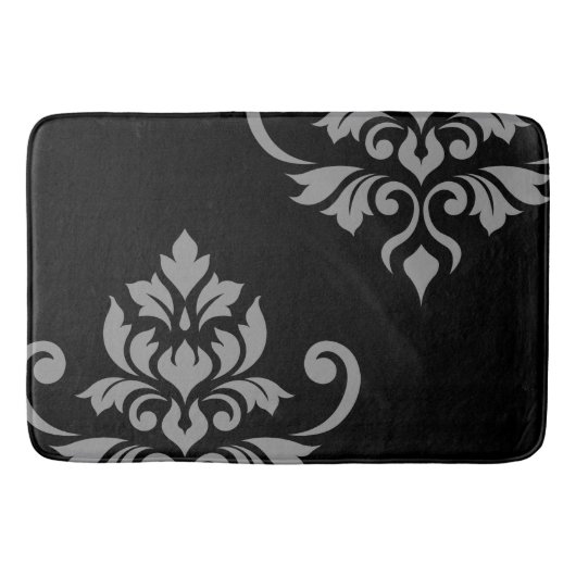 Feuille Damask Art I Grey on Black Badematte (Vorderseite)