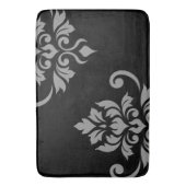 Feuille Damask Art I Grey on Black Badematte (Vorderseite Vertikal)