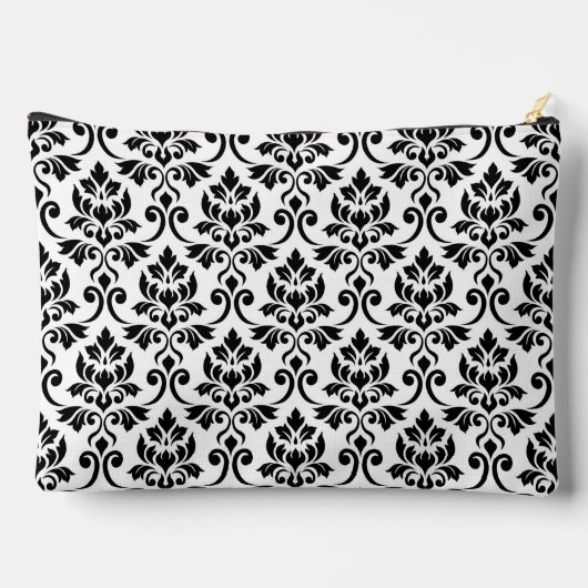 Feuille Damask Big Pattern Black auf Weiß Zubehörtasche (Rückseite)