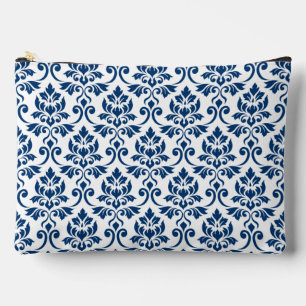 Feuille Damask Big Pattern Dunkelblau auf Weiß Zubehörtasche