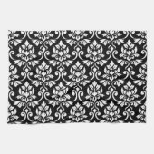 Feuille Damask Big Pattern White on Black Geschirrtuch (Horizontal)