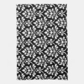 Feuille Damask Big Pattern White on Black Geschirrtuch (Vertikal)