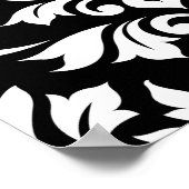 Feuille Damask Big Pattern White on Black Poster (Ecke)