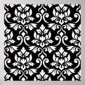 Feuille Damask Big Pattern White on Black Poster (Vorne)
