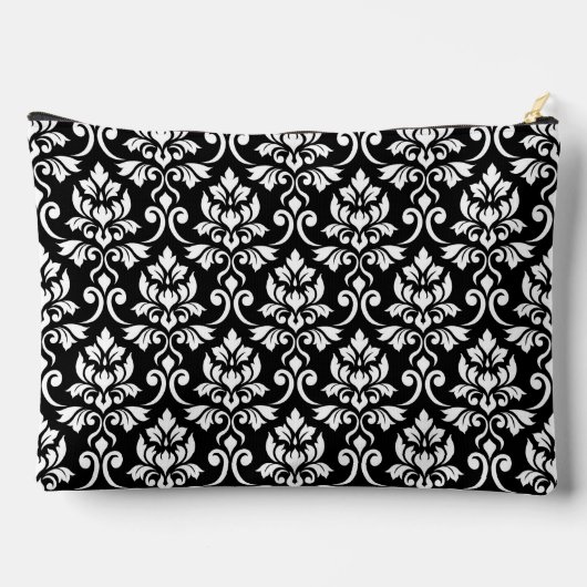 Feuille Damask Big Pattern White on Black Zubehörtasche (Rückseite)