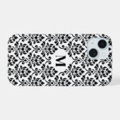 Feuille Damask Black Pattern (Benutzerdefiniert) iPhone 15 Hülle (Rückseite (Horizontal))