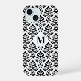 Feuille Damask Black Pattern (Benutzerdefiniert) iPhone 15 Hülle