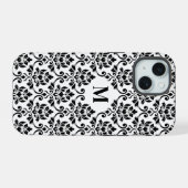 Feuille Damask Black Pattern (Benutzerdefiniert) iPhone 15 Hülle (Rückseite (Horizontal))