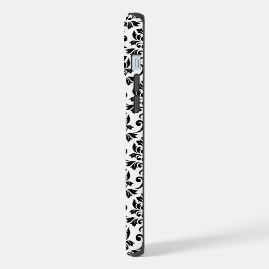 Feuille Damask Black Pattern (Benutzerdefiniert) iPhone Hülle (Linke Seite)
