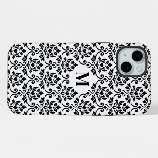 Feuille Damask Black Pattern (Benutzerdefiniert) iPhone Hülle (Rückseite (Horizontal))