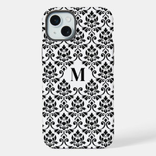 Feuille Damask Black Pattern (Benutzerdefiniert) iPhone 15 Plus Hülle