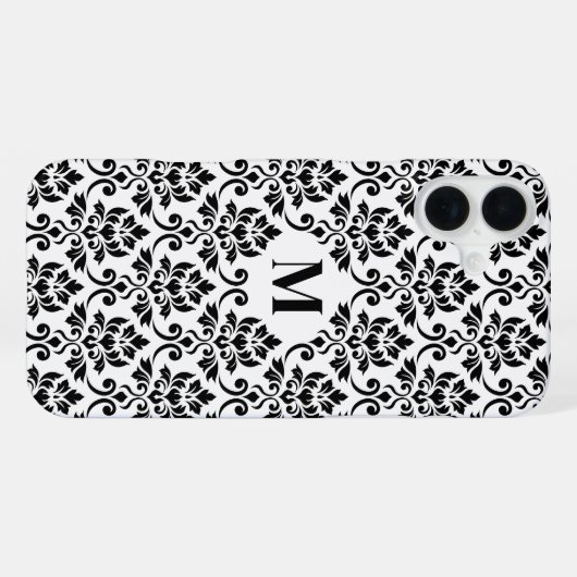 Feuille Damask Black Pattern (Benutzerdefiniert) iPhone Hülle (Rückseite (Horizontal))