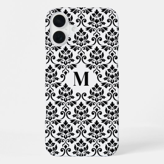 Feuille Damask Black Pattern (Benutzerdefiniert) iPhone Hülle (Rückseite)
