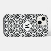 Feuille Damask Black Pattern (Benutzerdefiniert) iPhone Hülle (Rückseite (Horizontal))