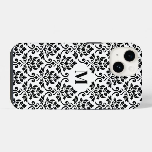 Feuille Damask Black Pattern (Benutzerdefiniert) iPhone Hülle (Rückseite (Horizontal))