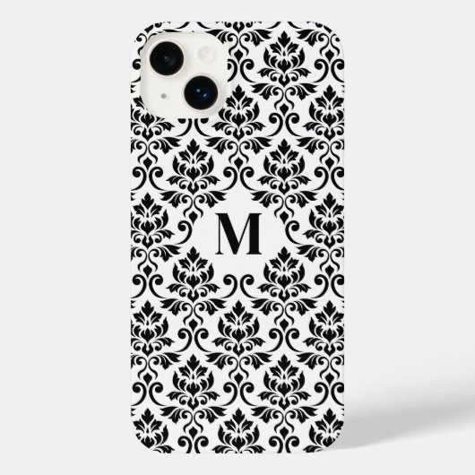 Feuille Damask Black Pattern (Benutzerdefiniert) iPhone Hülle (Rückseite)