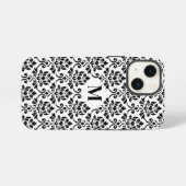 Feuille Damask Black Pattern (Benutzerdefiniert) iPhone Hülle (Rückseite (Horizontal))