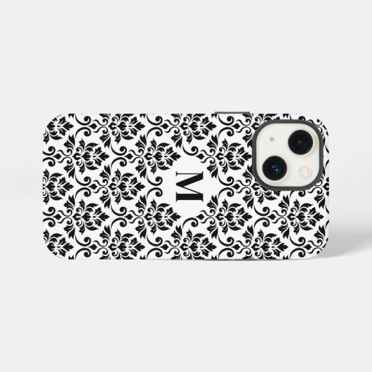 Feuille Damask Black Pattern (Benutzerdefiniert) iPhone Hülle (Rückseite (Horizontal))