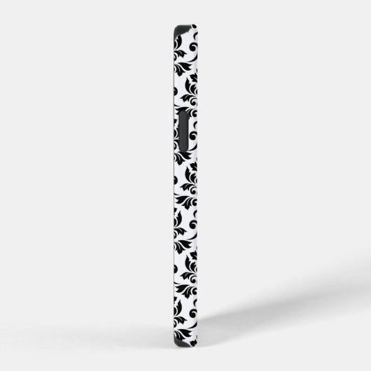 Feuille Damask Black Pattern (Benutzerdefiniert) iPhone Hülle (Rechte Seite)