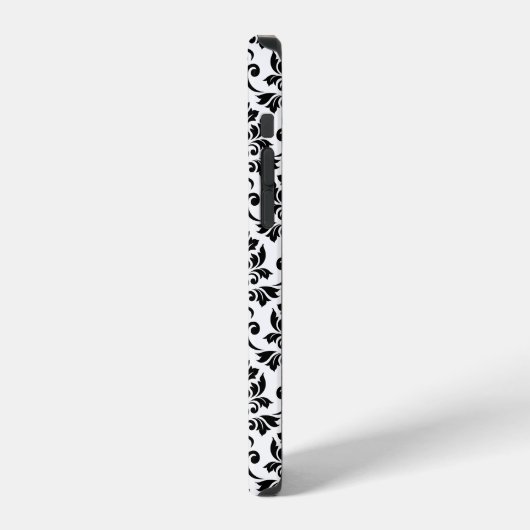 Feuille Damask Black Pattern (Benutzerdefiniert) iPhone Hülle (Linke Seite)