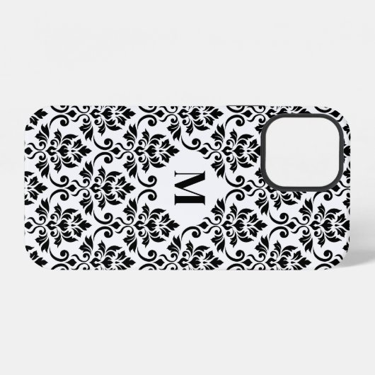 Feuille Damask Black Pattern (Benutzerdefiniert) iPhone Hülle (Rückseite (Horizontal))