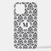 Feuille Damask Black Pattern (Benutzerdefiniert) iPhone Hülle (Rückseite)