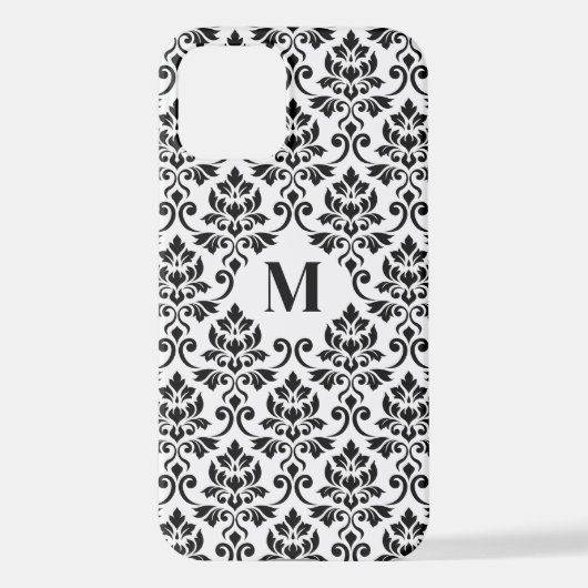 Feuille Damask Black Pattern (Benutzerdefiniert) iPhone Hülle (Rückseite)