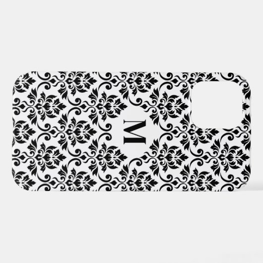 Feuille Damask Black Pattern (Benutzerdefiniert) iPhone Hülle (Rückseite (Horizontal))