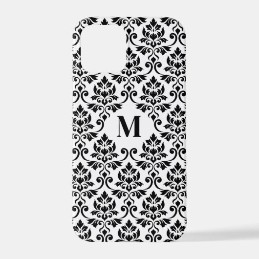 Feuille Damask Black Pattern (Benutzerdefiniert) iPhone Hülle (Rückseite)
