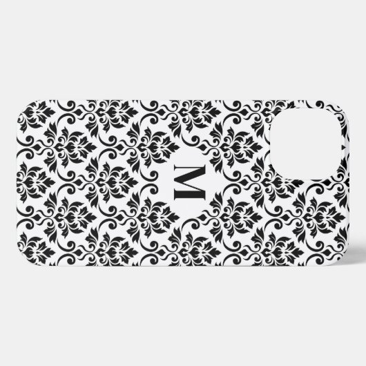 Feuille Damask Black Pattern (Benutzerdefiniert) iPhone Hülle (Rückseite (Horizontal))