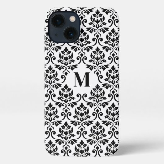 Feuille Damask Black Pattern (Benutzerdefiniert) iPhone Hülle (Rückseite)