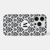 Feuille Damask Black Pattern (Benutzerdefiniert) iPhone Hülle (Rückseite (Horizontal))
