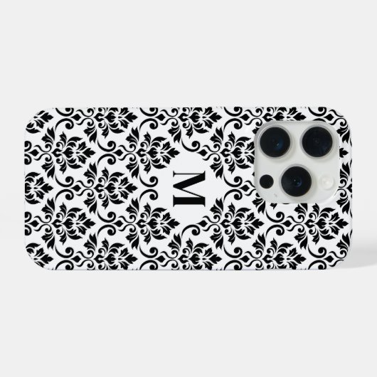 Feuille Damask Black Pattern (Benutzerdefiniert) iPhone Hülle (Rückseite (Horizontal))