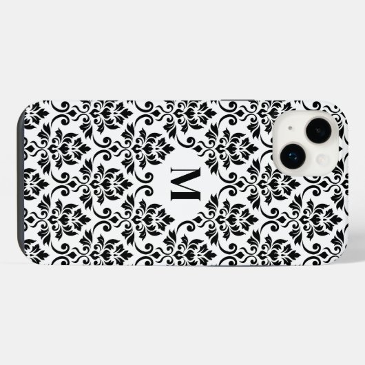 Feuille Damask Black Pattern (Benutzerdefiniert) iPhone Hülle (Rückseite (Horizontal))