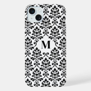 Feuille Damask Black Pattern (Benutzerdefiniert) iPhone 15 Plus Hülle