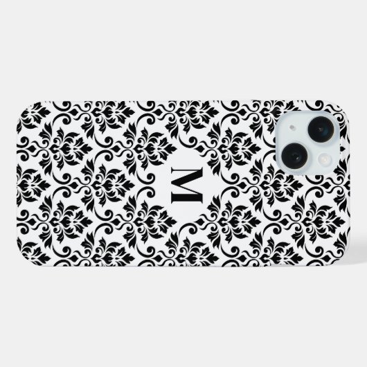 Feuille Damask Black Pattern (Benutzerdefiniert) iPhone Hülle (Rückseite (Horizontal))