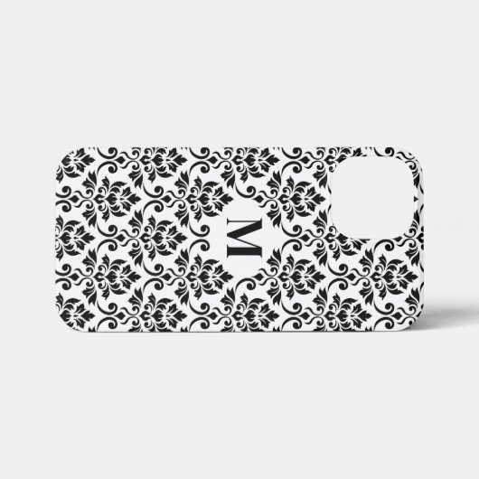 Feuille Damask Black Pattern (Benutzerdefiniert) iPhone Hülle (Rückseite (Horizontal))
