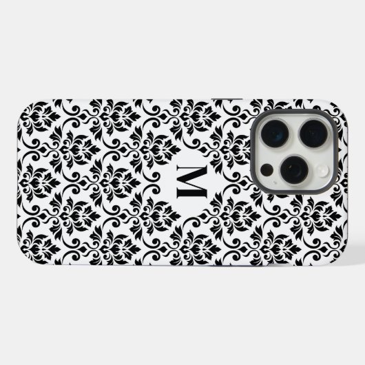 Feuille Damask Black Pattern (Benutzerdefiniert) iPhone Hülle (Rückseite (Horizontal))