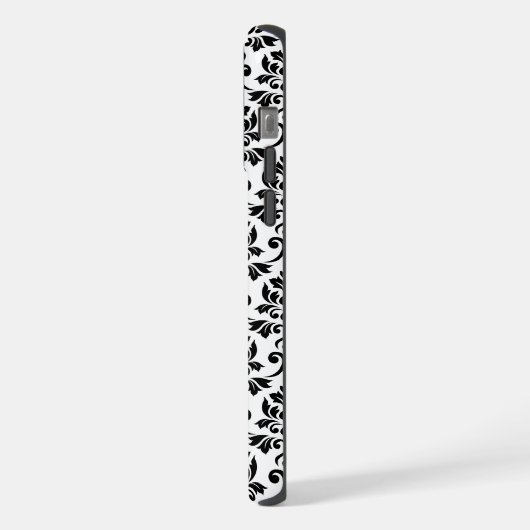 Feuille Damask Black Pattern (Benutzerdefiniert) iPhone Hülle (Linke Seite)
