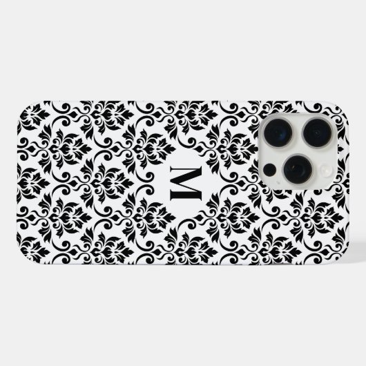 Feuille Damask Black Pattern (Benutzerdefiniert) iPhone Hülle (Rückseite (Horizontal))