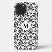 Feuille Damask Black Pattern (Benutzerdefiniert) iPhone Hülle (Rückseite)